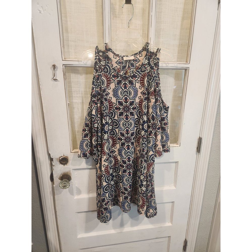 Pinc 3/4 Sleeve Paisley Lile Design Dress Womens Size Medium